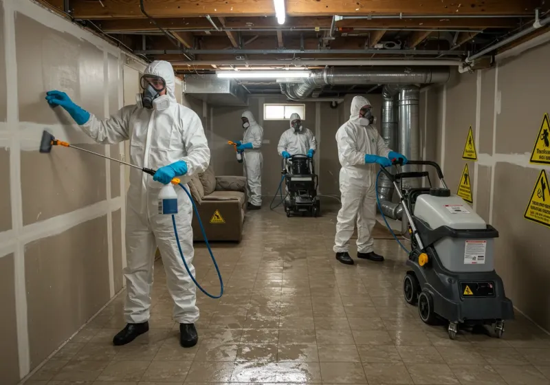 Basement Moisture Removal and Structural Drying process in Lanai City, HI